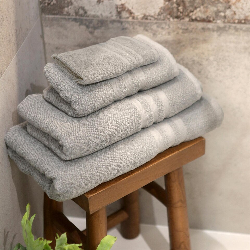 image 1 of Nicola Spring 6pc Cotton Towels Set - 135cm x 70cm - Grey