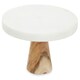 image 1 of Monzaro Round White Marble And Acacia Wood Cake Stand White