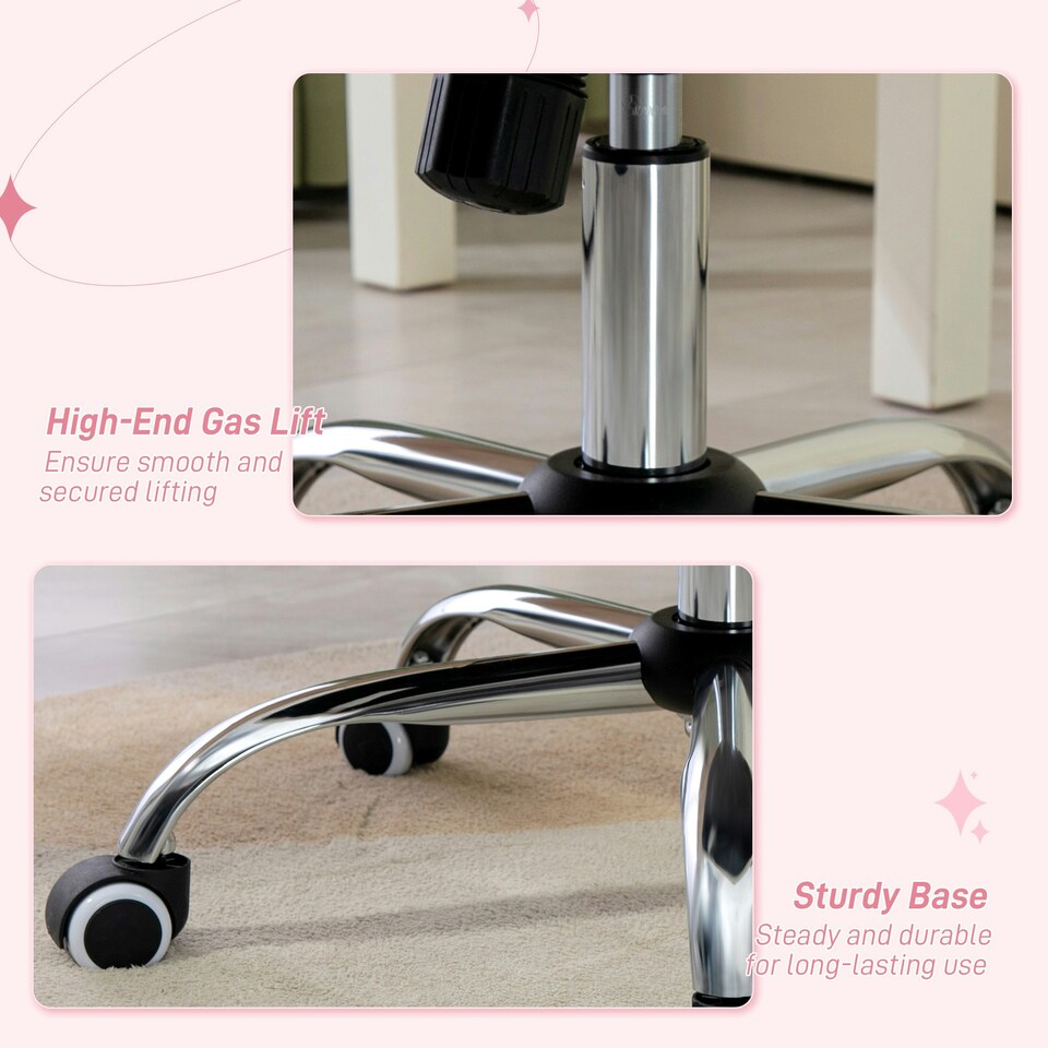 image 1 of Vinsetto Home Office Chair with Adjustable Height Tilt Function Pink