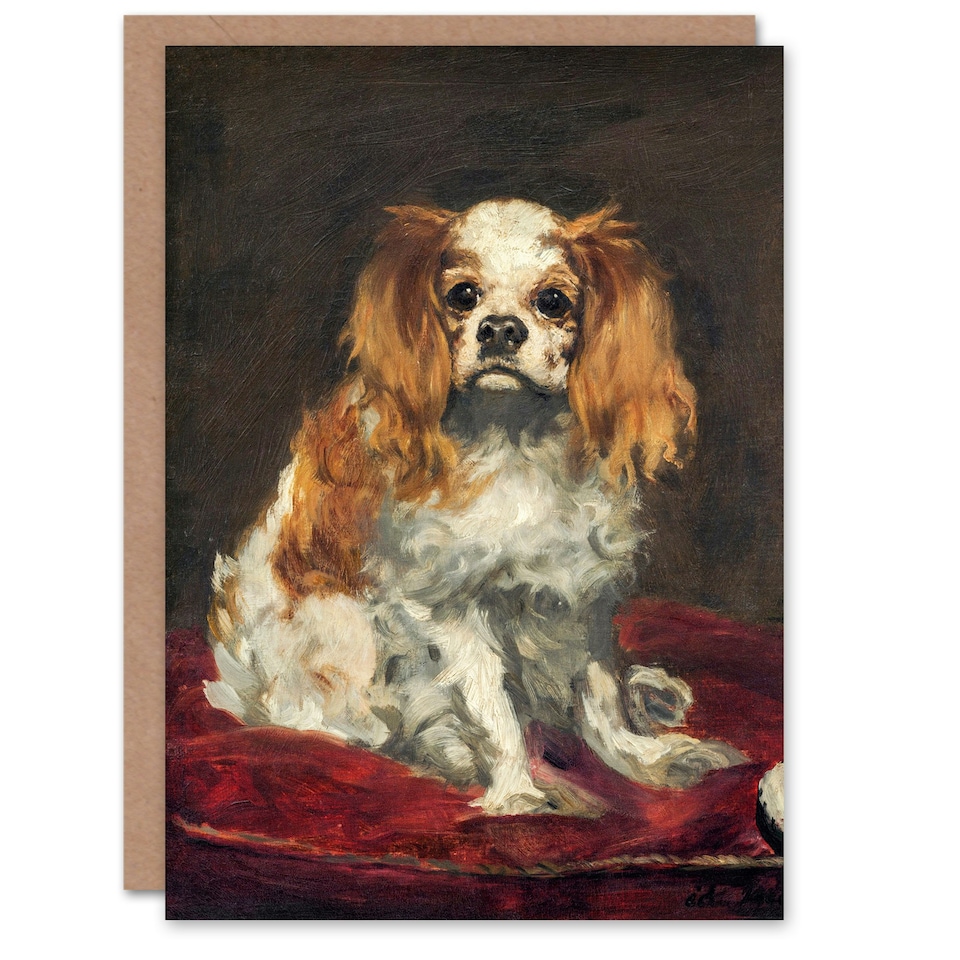 image 1 of Edouard Manet Art Card A King Charles Spaniel Dog