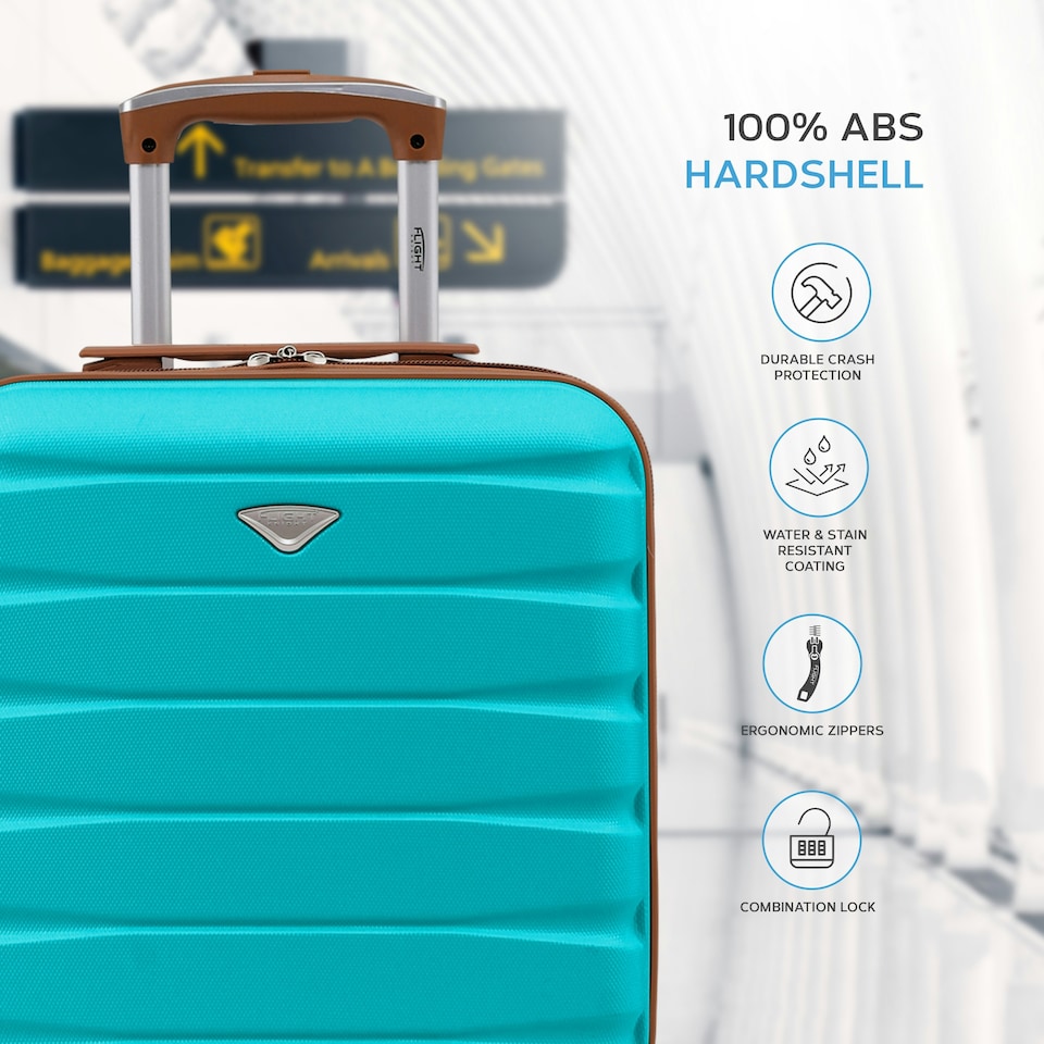 image 1 of 45x36x20cm EasyJet Free Underseat Carry-On Cabin Bag - Lightweight 4 Wheels ABS Hard Shell Suitcase Blue | Aqua/Tan | Cabin Bag
