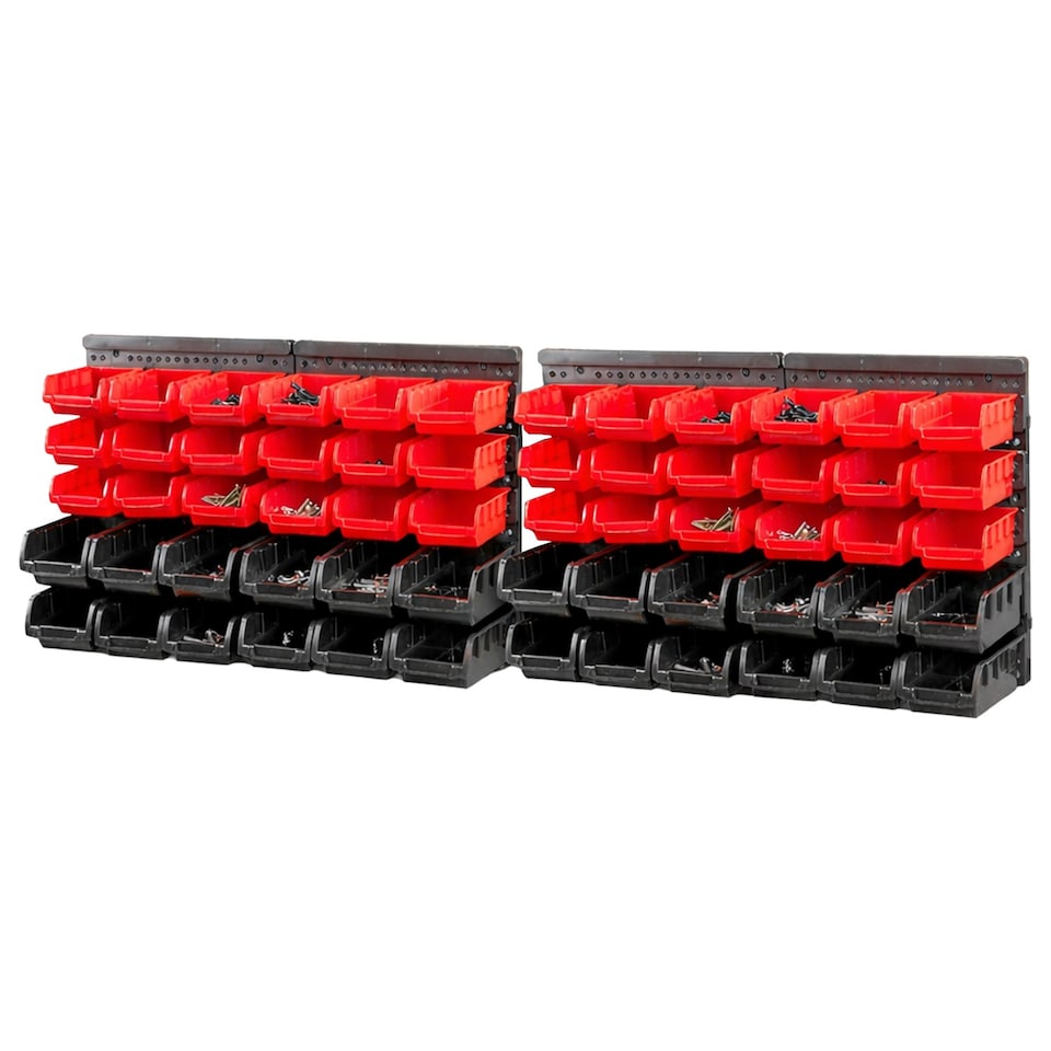 image 1 of KCT 64 Pc Wall Mounted Tool Storage Organiser Rack for Garage Workshop Shed Screw Nut and Bolt DIY Board Bin Mount Tidy Solution