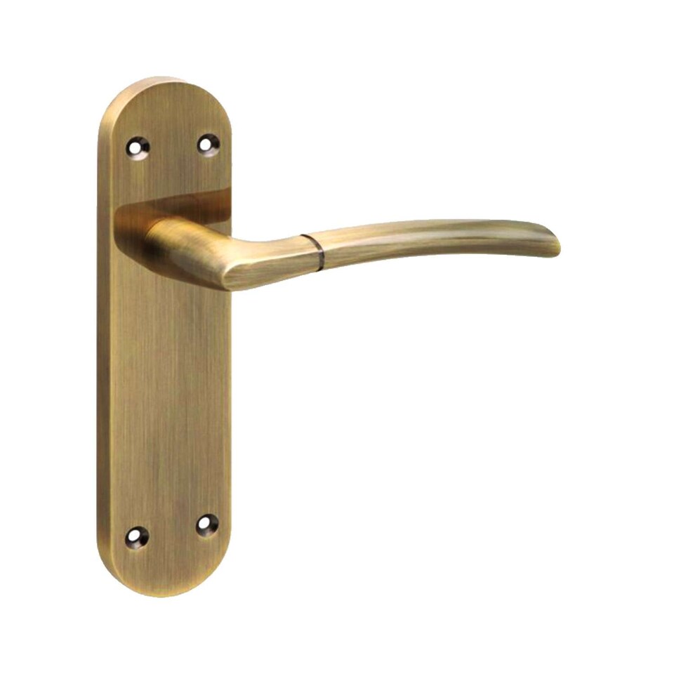 image 1 of Golden Grace 1 Pair Victorian Indiana Design Long Rounded Backplate Scroll Internal Door Handle Antique Brass - 182mm x 45mm