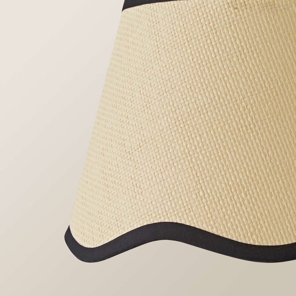 image 1 of ValueLights Dutton Natural Black Trim Scallop Small Ceiling Lamp Shade | Black