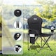 image 3 of Get Fit Set of 2 Camping Chairs Outdoor Folding Chair, Magazine Pocket, Cup Holder & Carry Bag Weight Capacity of 130kg - Black