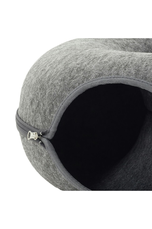 image 1 of Living and Home Round Felt Cat Tunnel Bed, Dark Grey | Grey | One Size