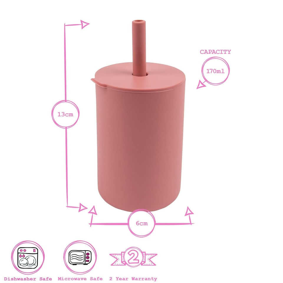 image 1 of Tiny Dining Baby Silicone Sippy Cup - 120ml  - Dusty Rose Pink