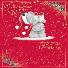 Bear Holding Gift Gran Christmas Card