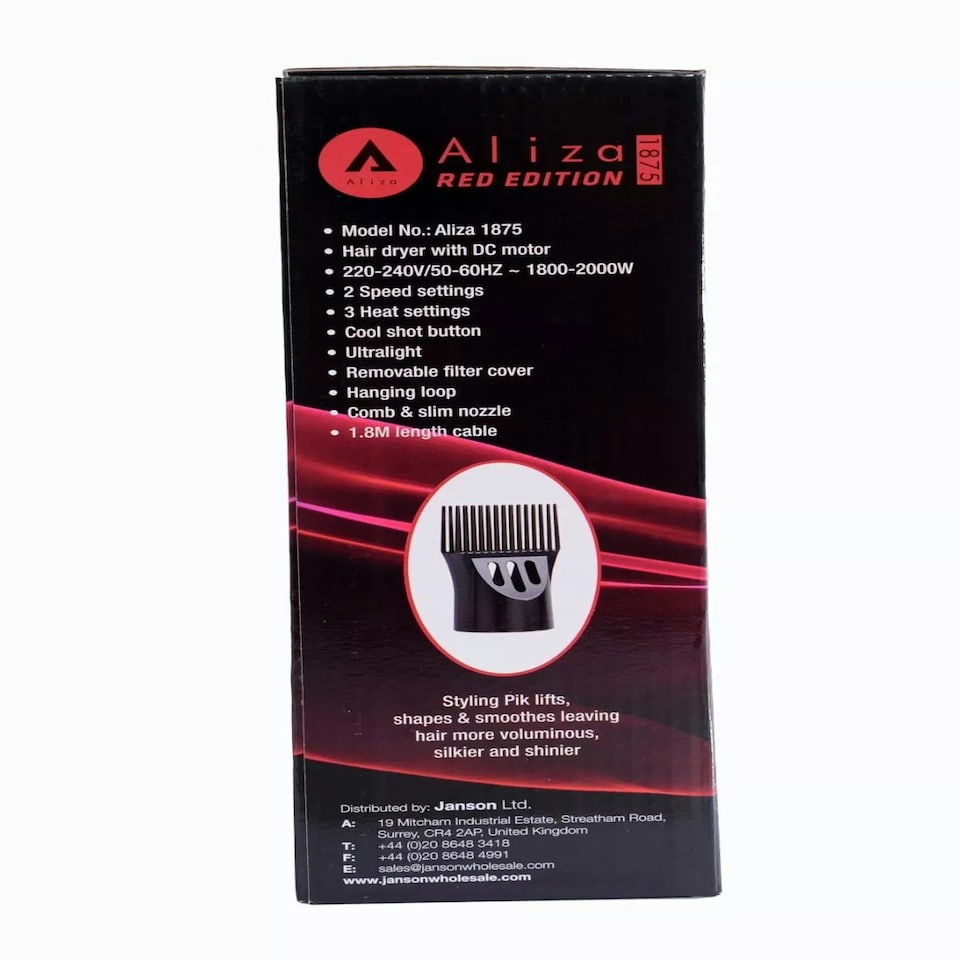image 1 of Aliza Professional Hair Dryer Red Edition 1875