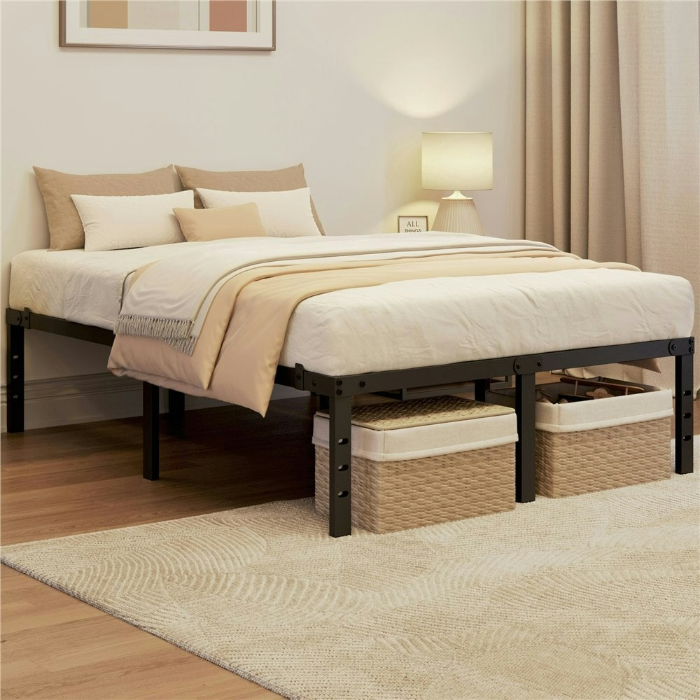 Yaheetech 41.5 cm Metal Platform Bed Frame Black, 4ft6 Double