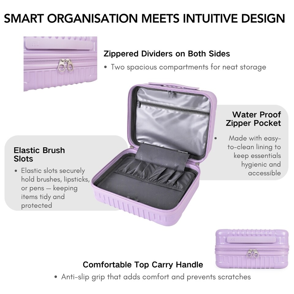 image 1 of 2 Piece Suitcase Set: Vanity Case & Cabin with Cupholder, TSA Lock | Purple | Mauve Lilac