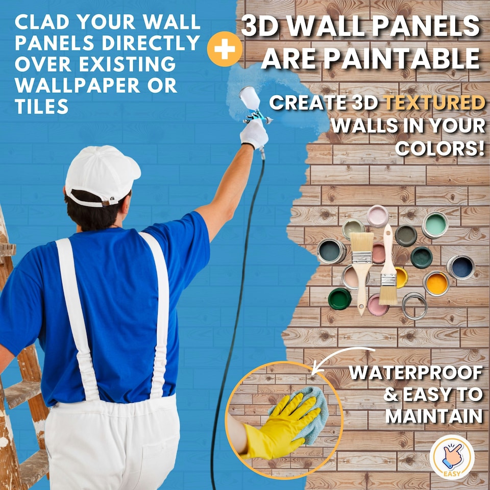 image 1 of NOVECRAFTO Faux Wood Wall Panels – 6 PVC Sheets, Covers 2.76 sqm (29.76 sq ft), 96x48cm Each – Natural Oak Wood Effect Cladding, Moisture Resistant