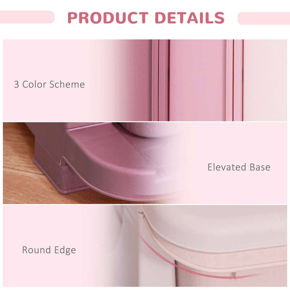 image 1 of HOMCOM Kids Storage Units with Drawers 3 Tier Chest Vertical Dresser Tower Pink | 37cm x 37cm x 56.5cm
