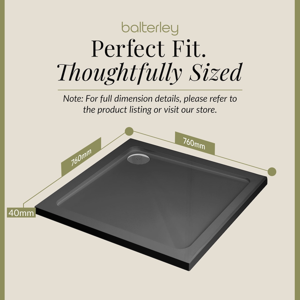 image 1 of Balterley Premium Square Shower Tray | Grey | Grey Slate | 1