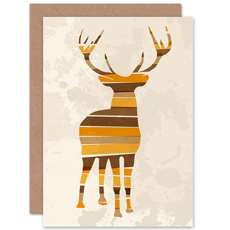 image 1 of Abstract Stag Silhouette Stripes Art Blank Just to Say Card