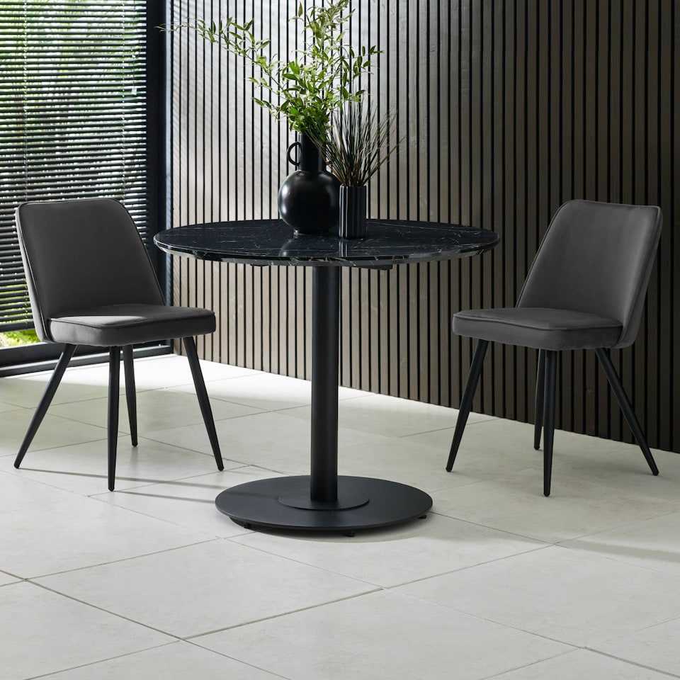 image 1 of Luca 80cm Round Dining Table Black