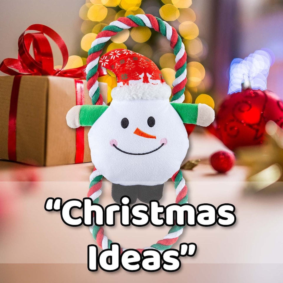 image 1 of PMS Christmas Snowman Pet Toy 46.5cm x 20cm White - Festive Holiday Gift