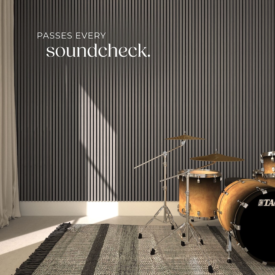 image 1 of Acoustic Wall Panels Sonic Wall II with Real Wood Veneer and Sound-Absorbing Felt | Grey | light gray oak | 110 x 50 x 1.8 cm | 4