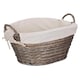image 1 of Small Wicker Wash Basket with White Lining | Grey | Grey