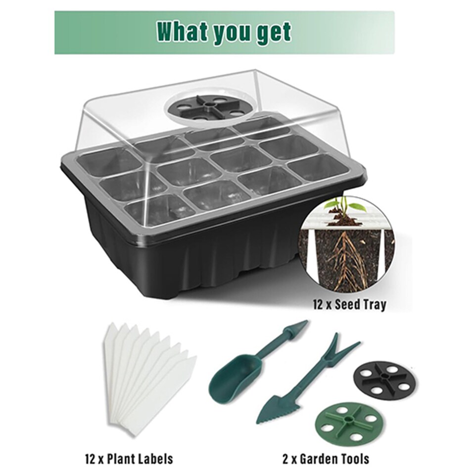 image 1 of 6 Packs Seed Trays with Clear Lids Seed Propagator Set Garden