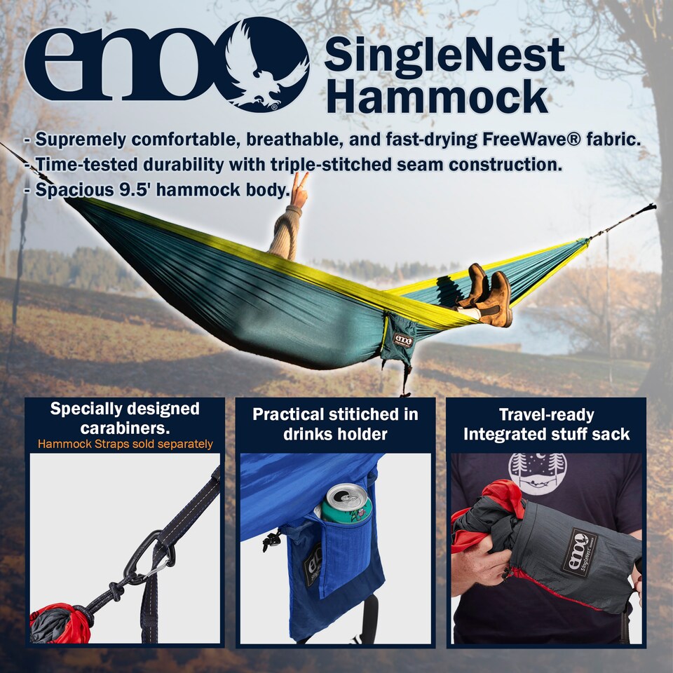 image 1 of SingleNest Hammock - Lightweight Durable Portable Camping Hammock | Black | Black