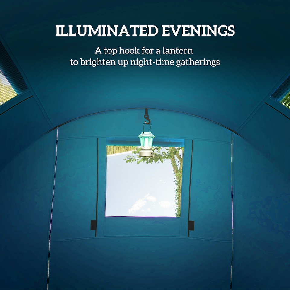 image 1 of Outsunny 2 Room Camping Family Tent for 3-4 Man, 3000mm Waterproof, Green