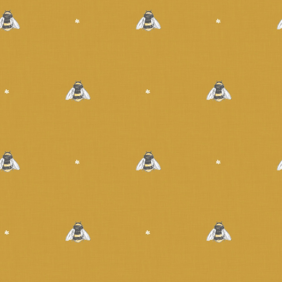 Sample of Bumble Bee wallpaper in mustard | Yellow | Mustard