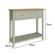 image 2 of Taberno Oak 2 Drawer Console Hallway Table Sage Green Green
