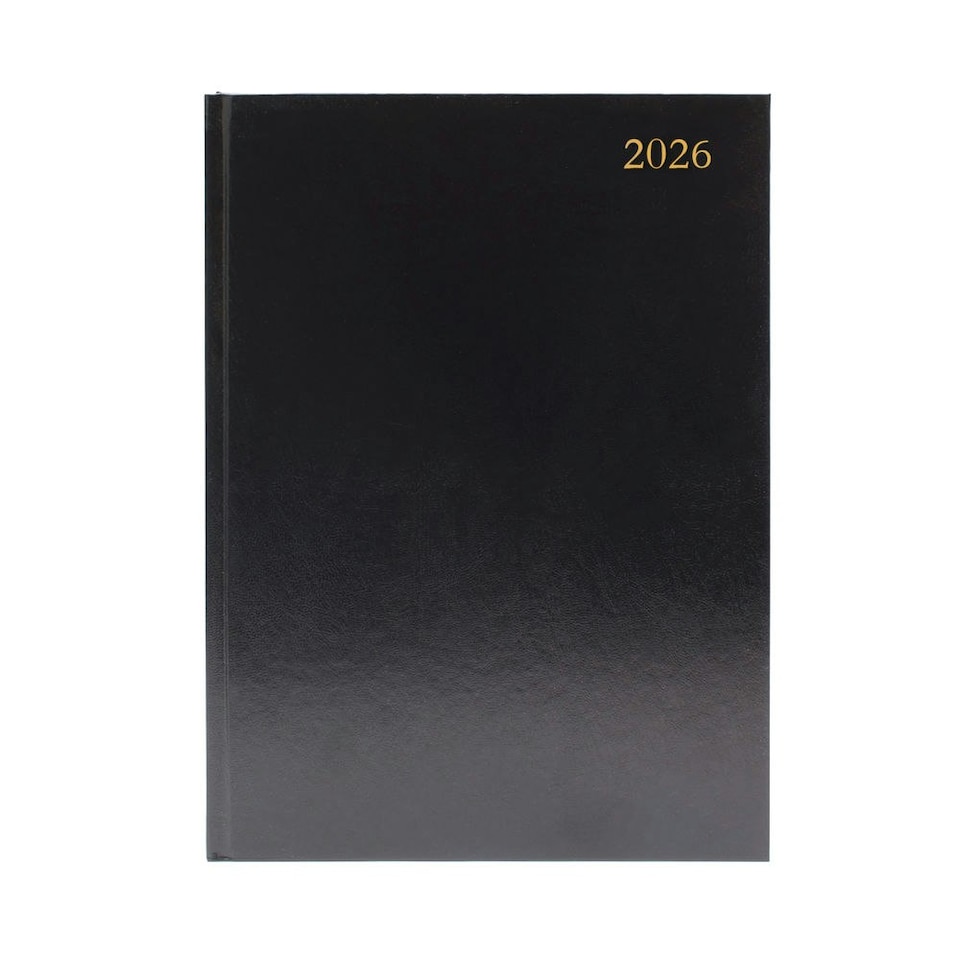 Janrax 2026 A4 2 Pages Per Day Black Desk Diary kf2a4bk26