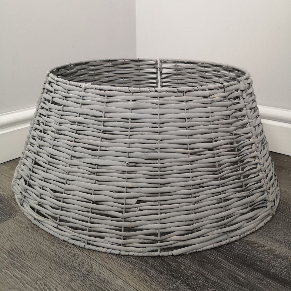 image 1 of 40/58cm Samuel Alexander KD Willow Christmas Tree Skirt Wicker Rattan- Medium Light Grey