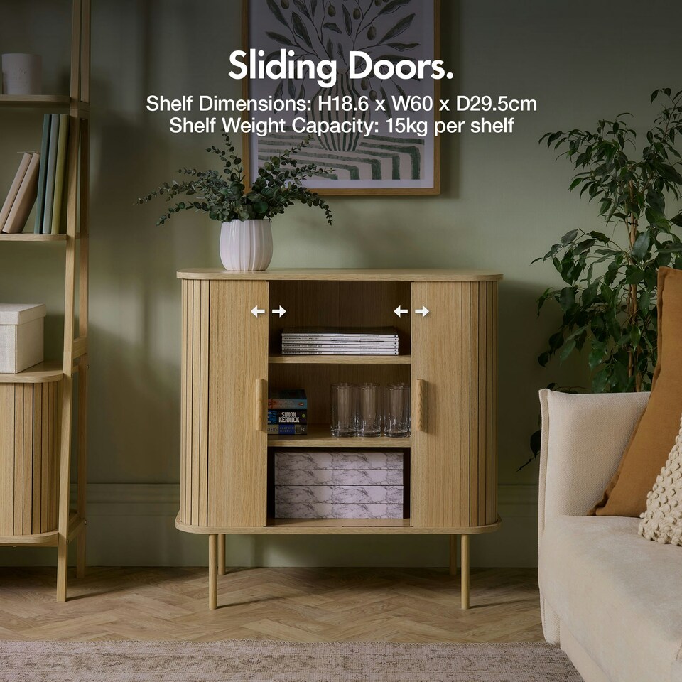 image 1 of VonHaus Landos Sideboard with Sliding Doors and Tambour Finish