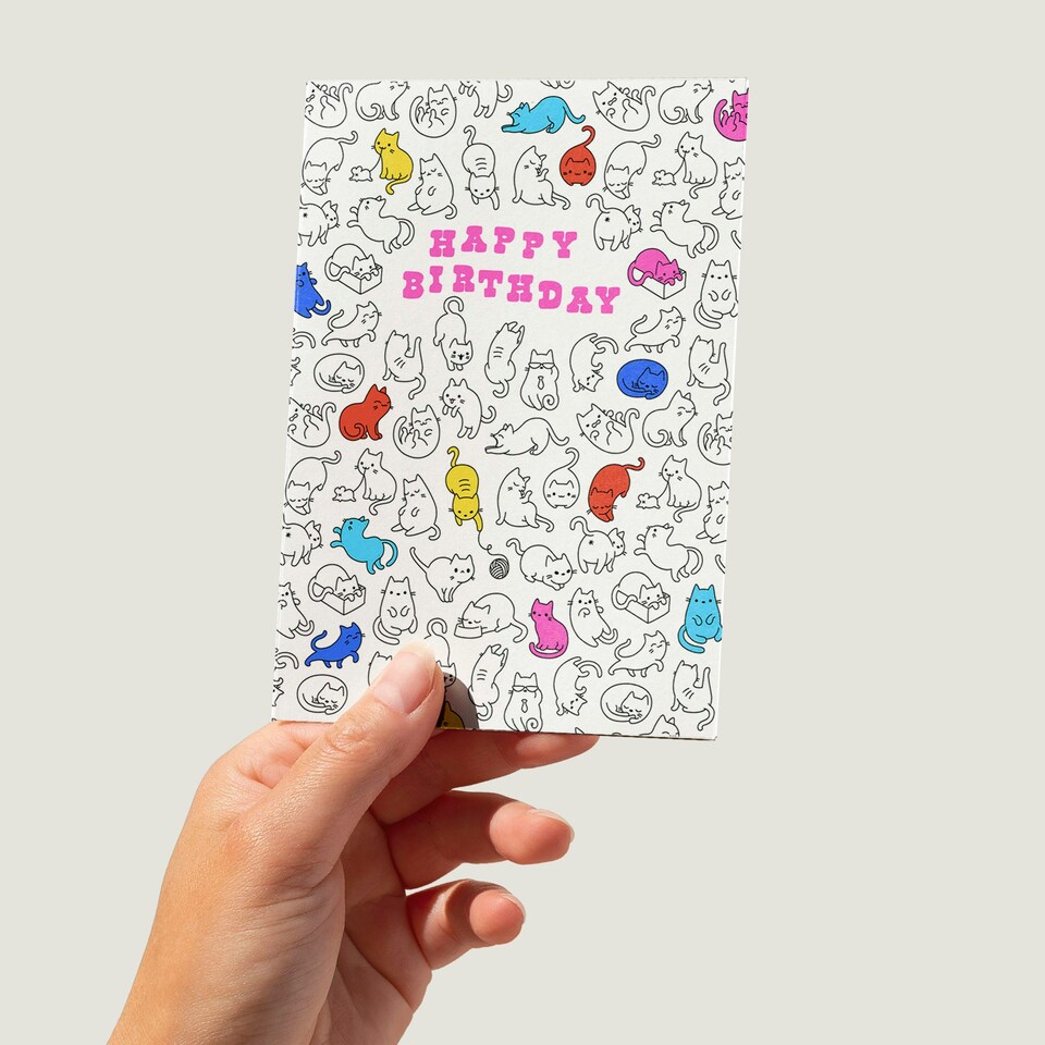 image 1 of Cat Lover Pet Hobbies Pattern Animal Birthday Greeting Card