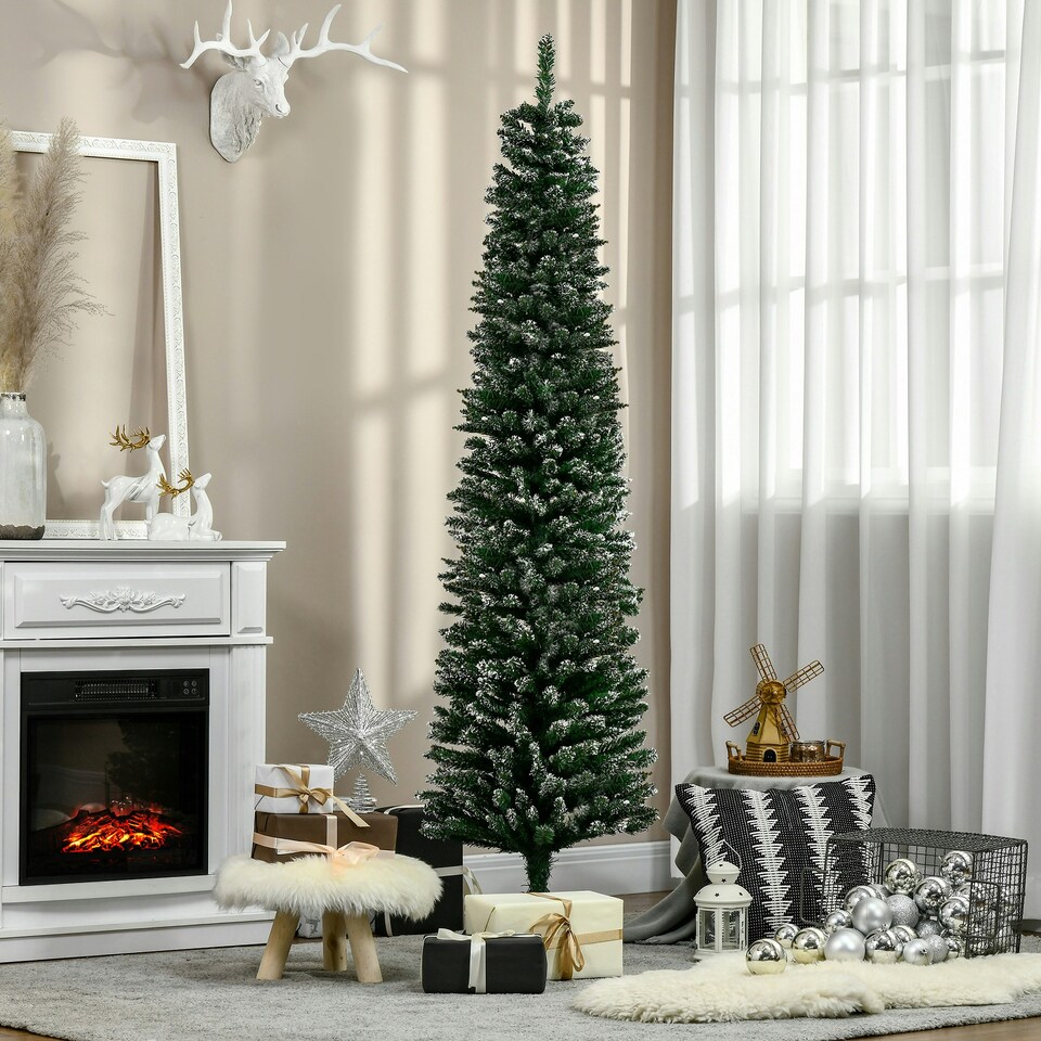 image 1 of HOMCOM 6FT Artificial Snow Dipped Christmas Tree Home Indoor Decoration Green