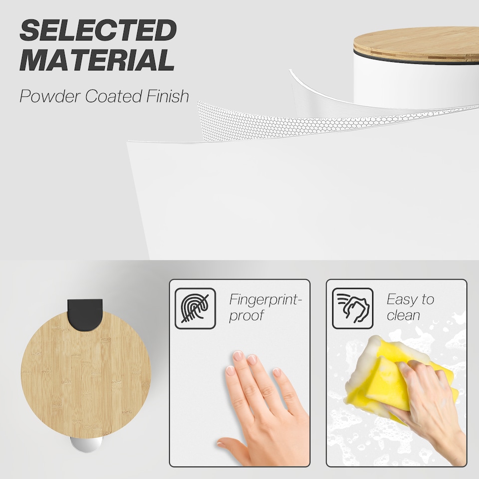 image 1 of HOMCOM Kitchen Bin, 30 Litre Pedal Rubbish Bin with Removable Bucket, White