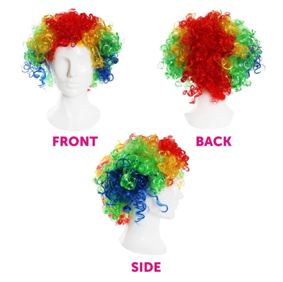 image 1 of Multi-Coloured Rainbow Curly Wig | Multi | 6