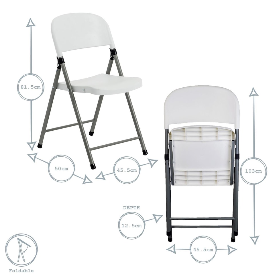 image 1 of Harbour Housewares Folding Trestle Chairs - White - Pack of 6 | White | White