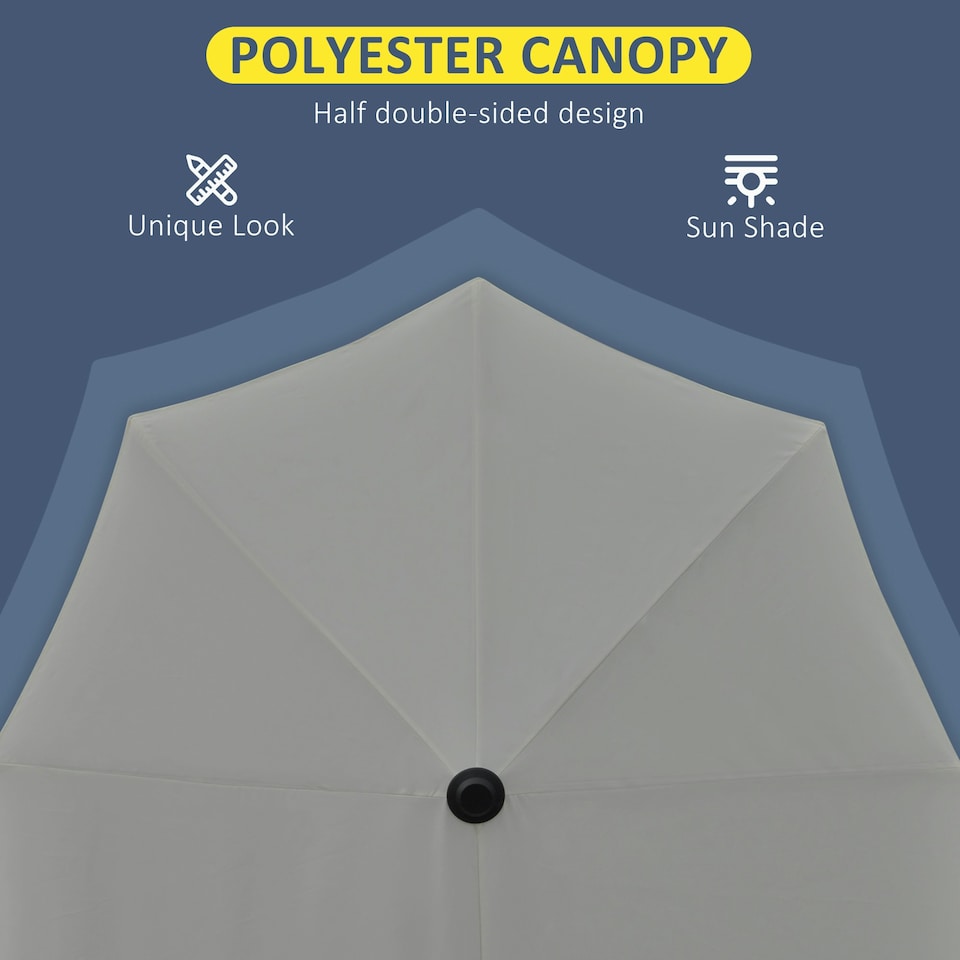 image 1 of Outsunny 2m Half Garden Parasol Market Umbrella w/ Crank Handle, Base Dark Grey