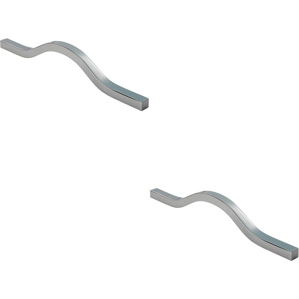 Loops 2x Curved Square Bar Pull Handle 240 x 12mm 160mm Fixing Centres Chrome