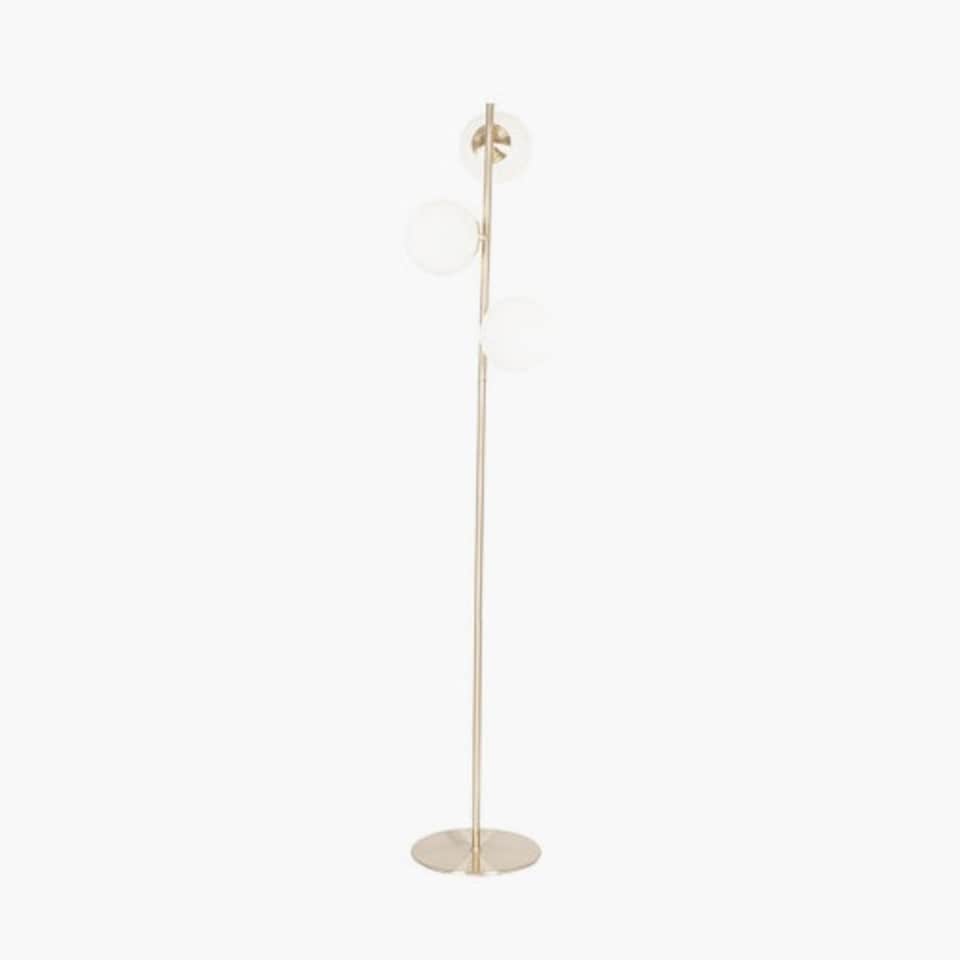 image 1 of White Orb and Gold Metal Floor Lamp