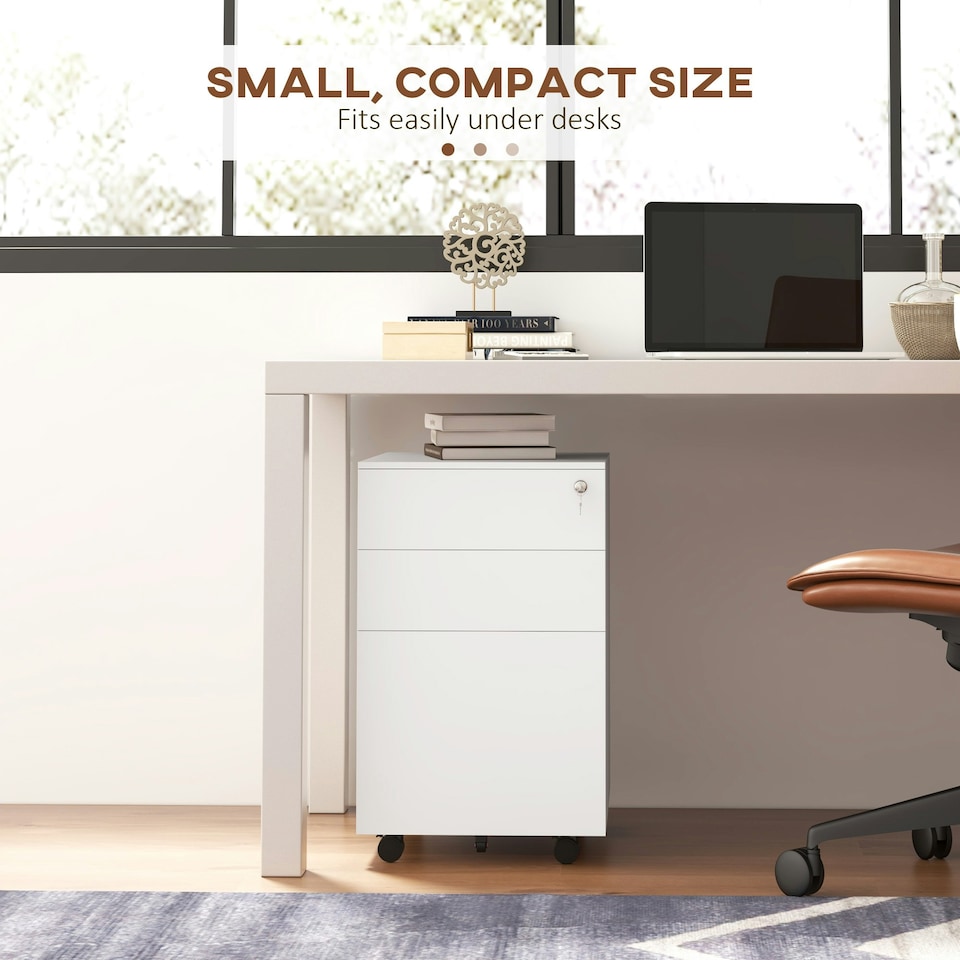 image 1 of Vinsetto File Cabinet with Lock Hanging Bar for Letter A4 Legal Size White
