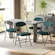 image 2 of HOMCOM Folding Chairs Set of 4 with Cushioned Seat, Steel Frame, Teal | Green | Teal green | One Size
