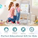image 8 of COSTWAY Foldable Easel Kids 3-in-1 Double-sided Art Easel w/Chalkboard-Grey