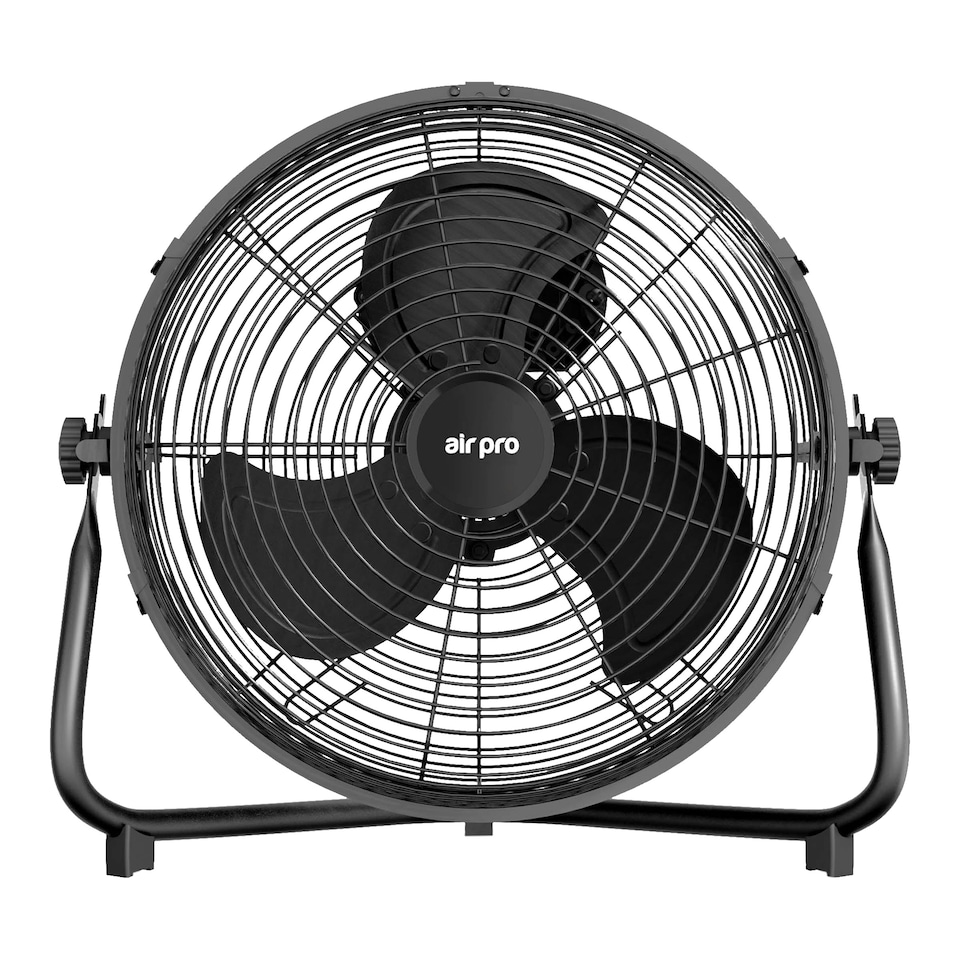 image 1 of Air Pro 14" Floor Fan 3 Speed Setting & Adjustable Tilt Indoor Electric Fan with Metal Blade & Body 1.6m Long Cable - Black