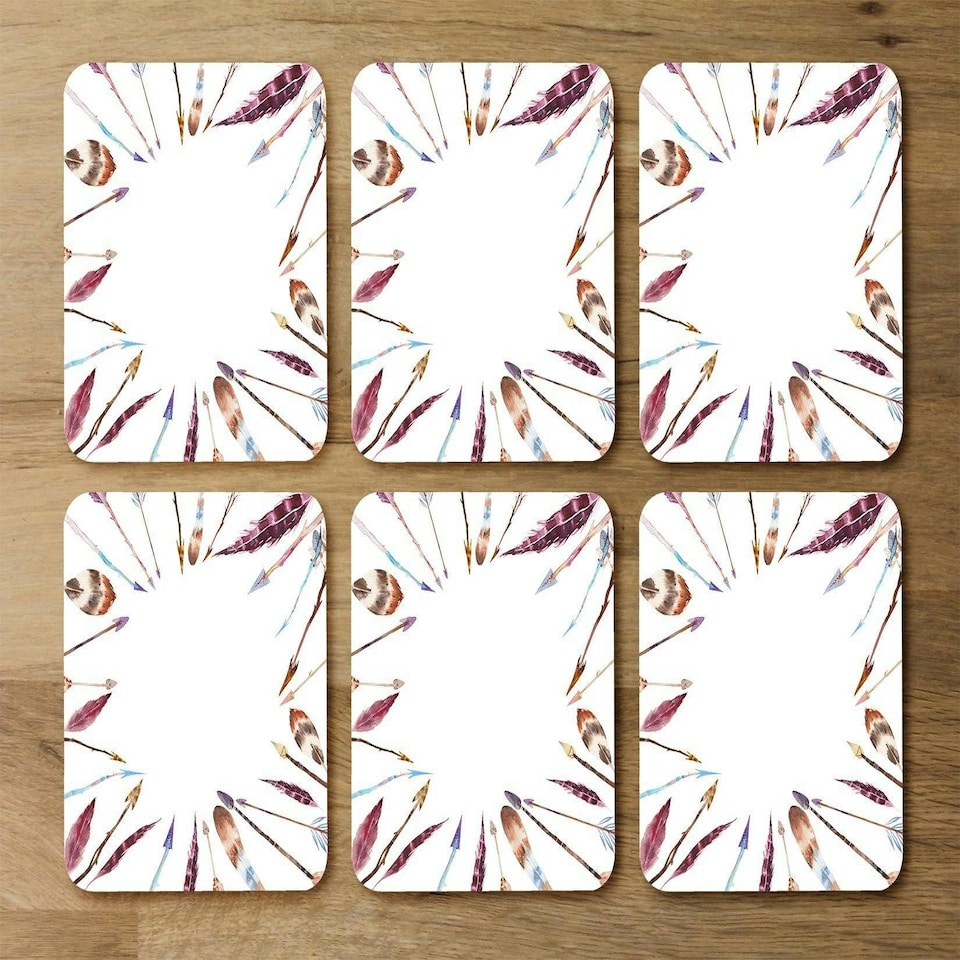 image 1 of Watercolor boho chic with feathers and arrows (Coaster)