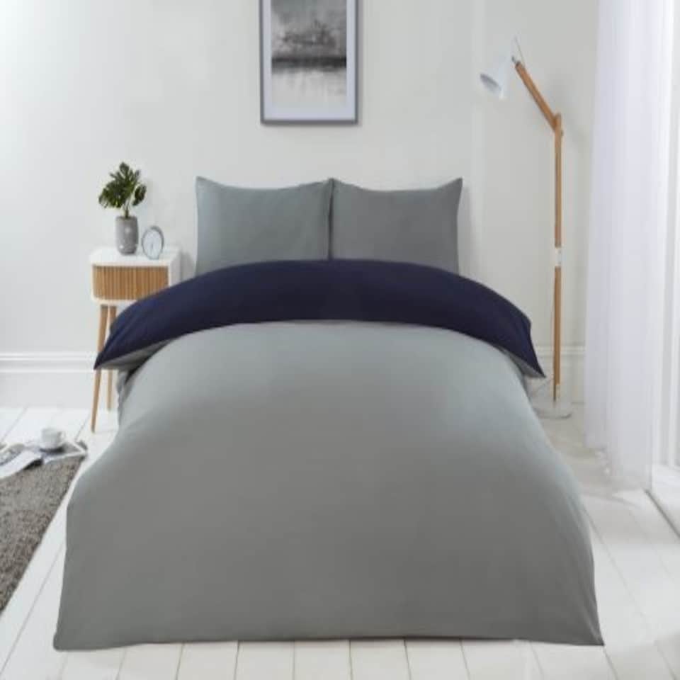 image 1 of Brights Reversible Duvet King Bed NavyGrey