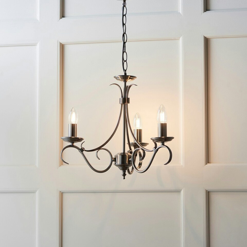 image 1 of Bernice 3 Light Multi Arm Ceiling Pendant Antique Silver, E14
