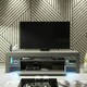image 7 of TV Unit 160cm Grey Gloss Door Grey Matt Body with LED and Glass Sides Grey