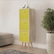 image 2 of Antique Oak 3-Tier 3-Drawer Cube Shelving Unit with Scandinavian Legs | Yellow | Yellow & Beech | 1