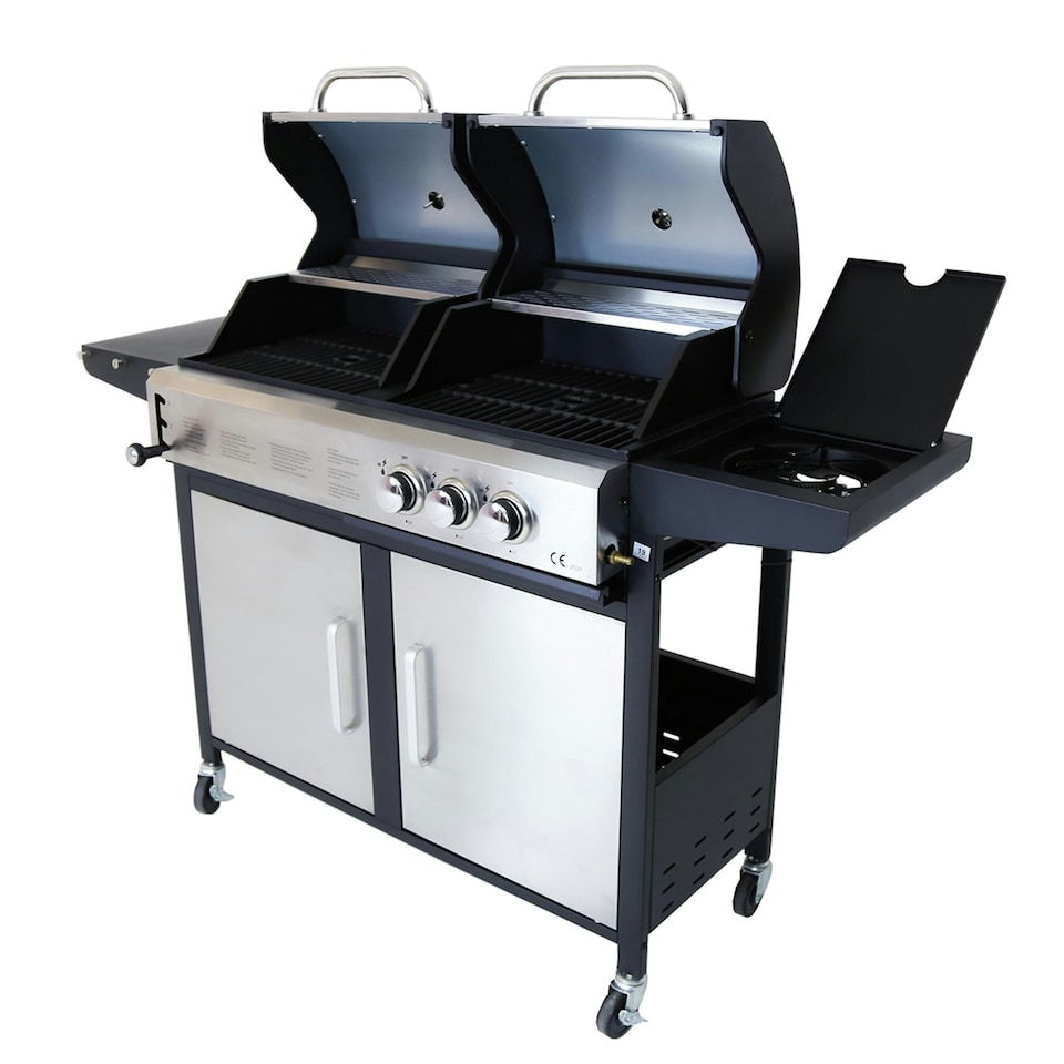 image 1 of Charles Bentley 2+1 Burner Gas & Charcoal Grill BBQ 147.5 x 52 x 110cm