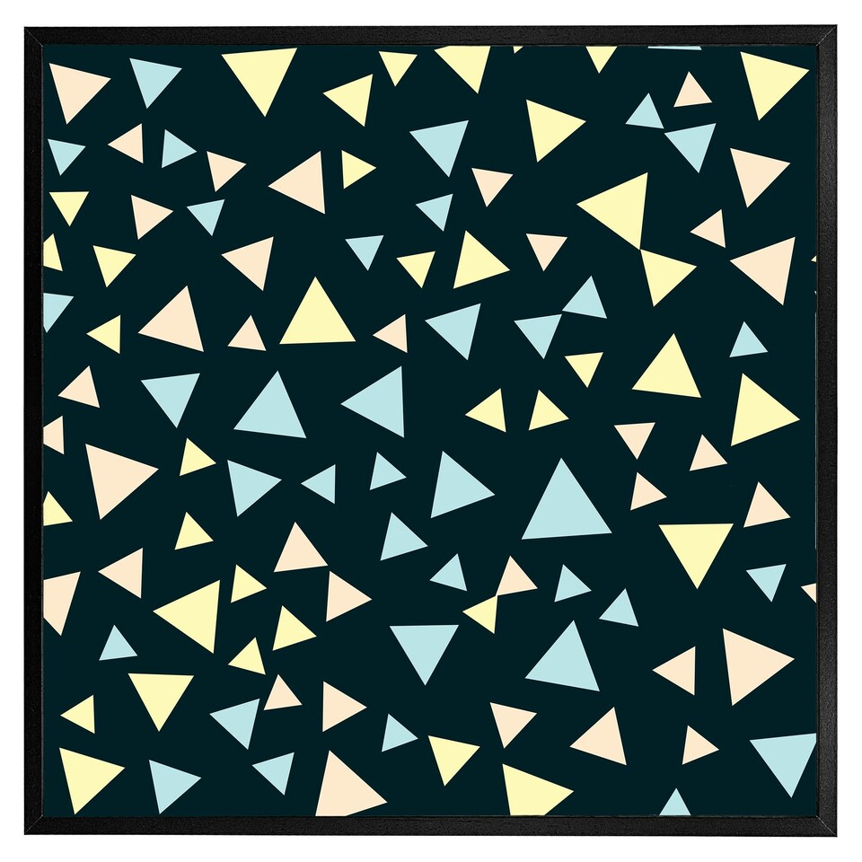 image 1 of Yellow & blue triangles (Picutre Frame) Brown | S